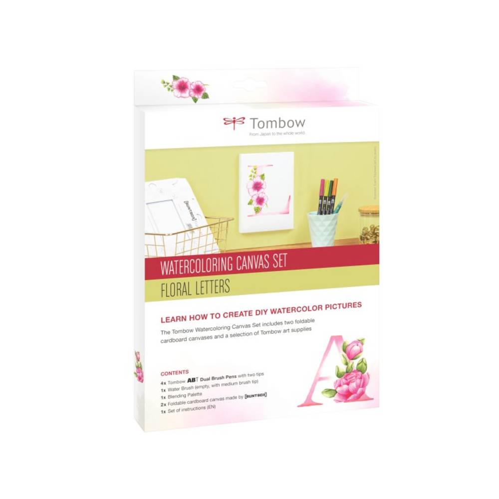 Tombow - Watercoloring Canvas Set 9-teilig - Floral Letters