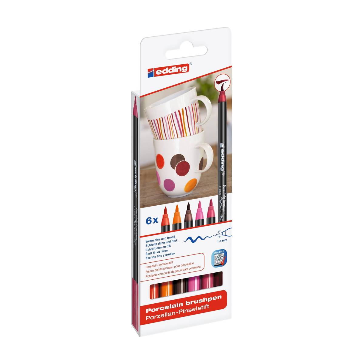 edding Porzellanmarker brush warm colours 6-teilig | MeinStift