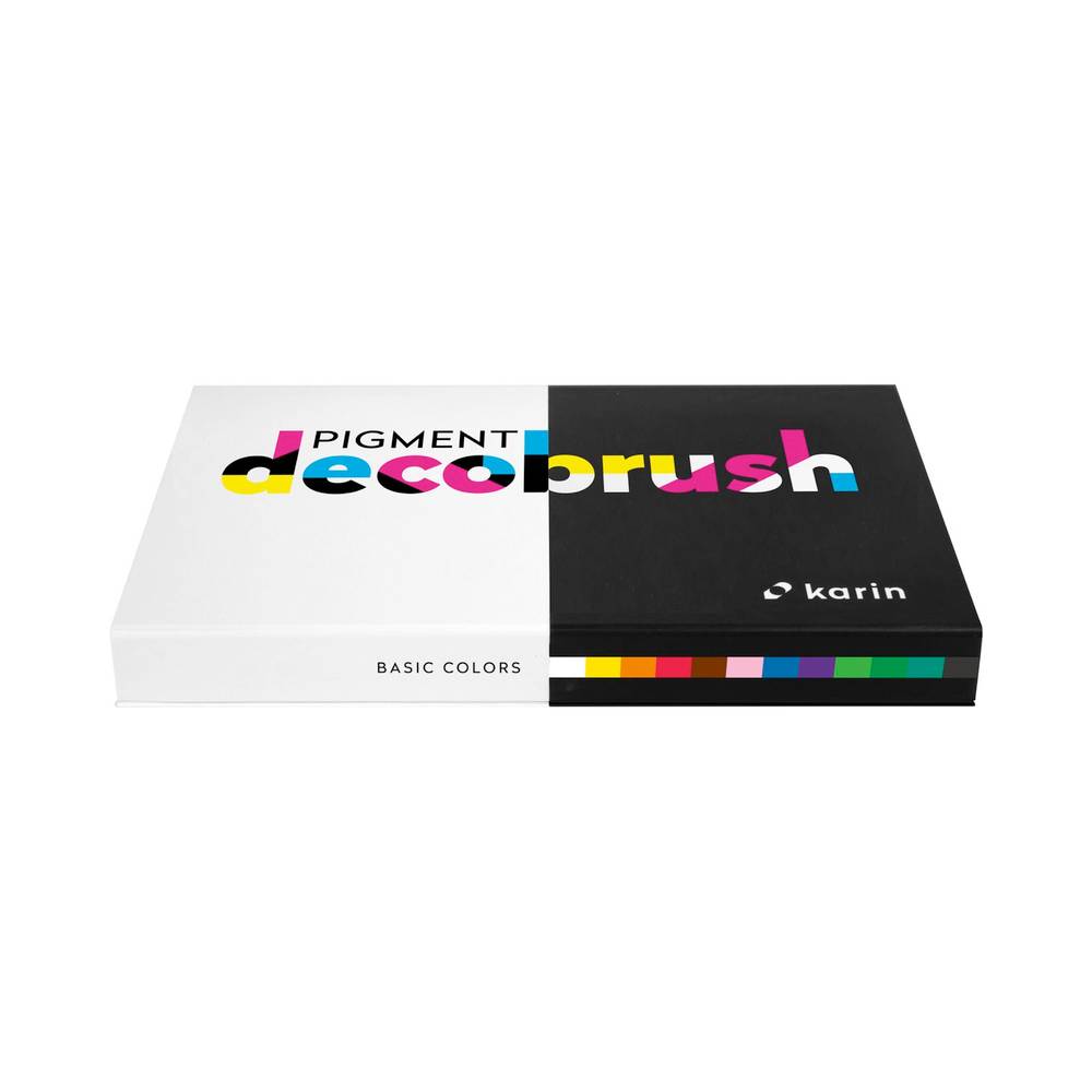 Marqueur pinceau déco à pigments, couleurs de base, lot de 12