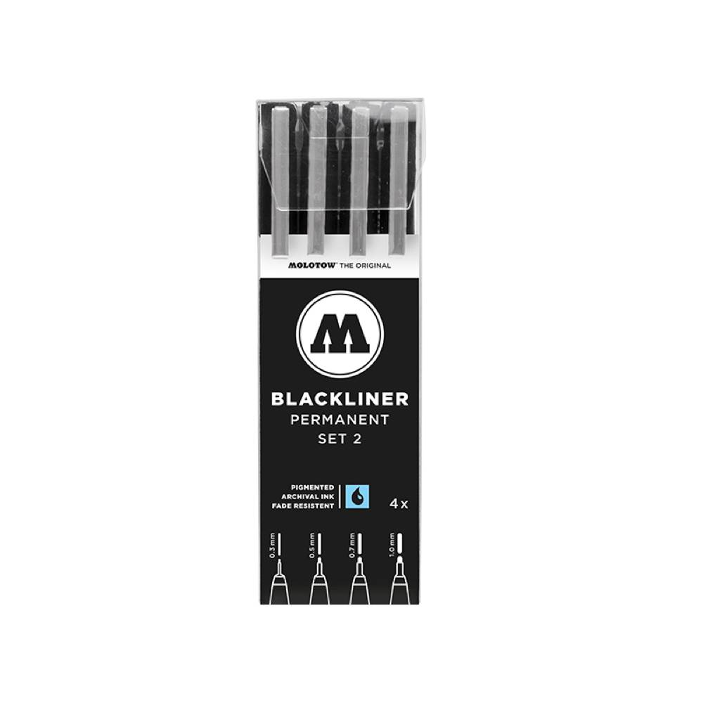 Molotow Schwarzliner Permanent Set 2 mittel 4-teilig | MeinStift