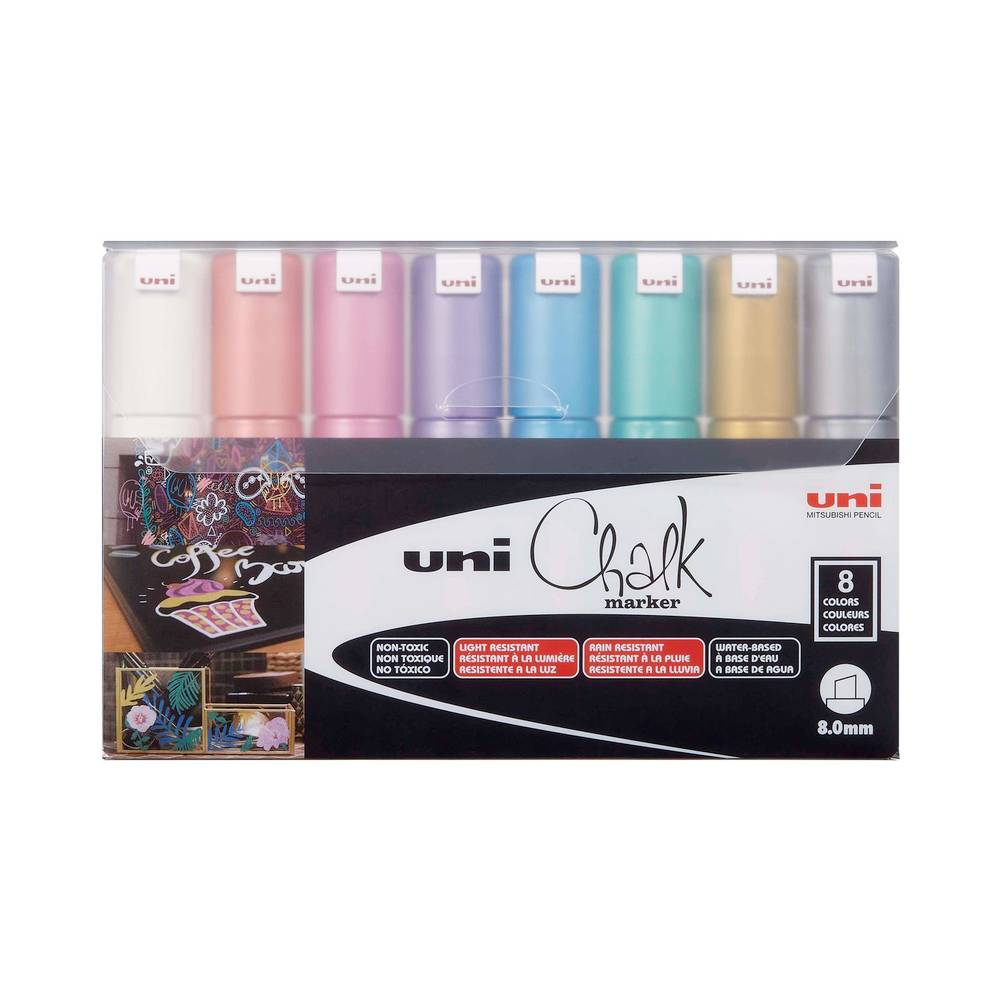 Uni Chalk Kreidemarker 8mm Metallic 8-teilig