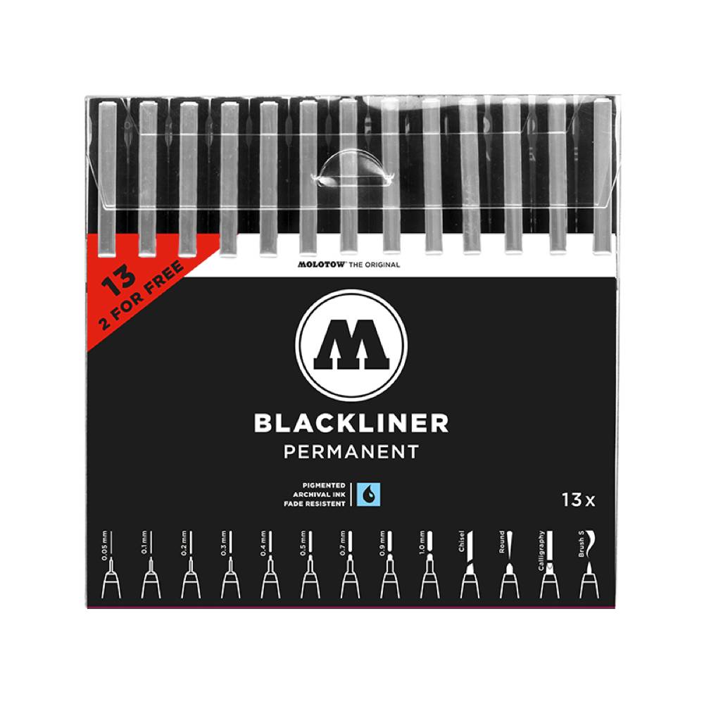 Molotow Schwarzliner Permanent Komplettset 13-teilig | MeinStift
