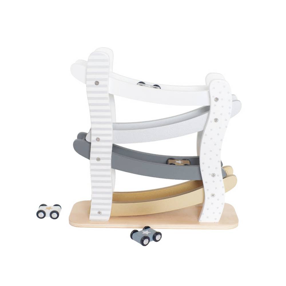 Piste de course en argent avec voitures 5 pièces