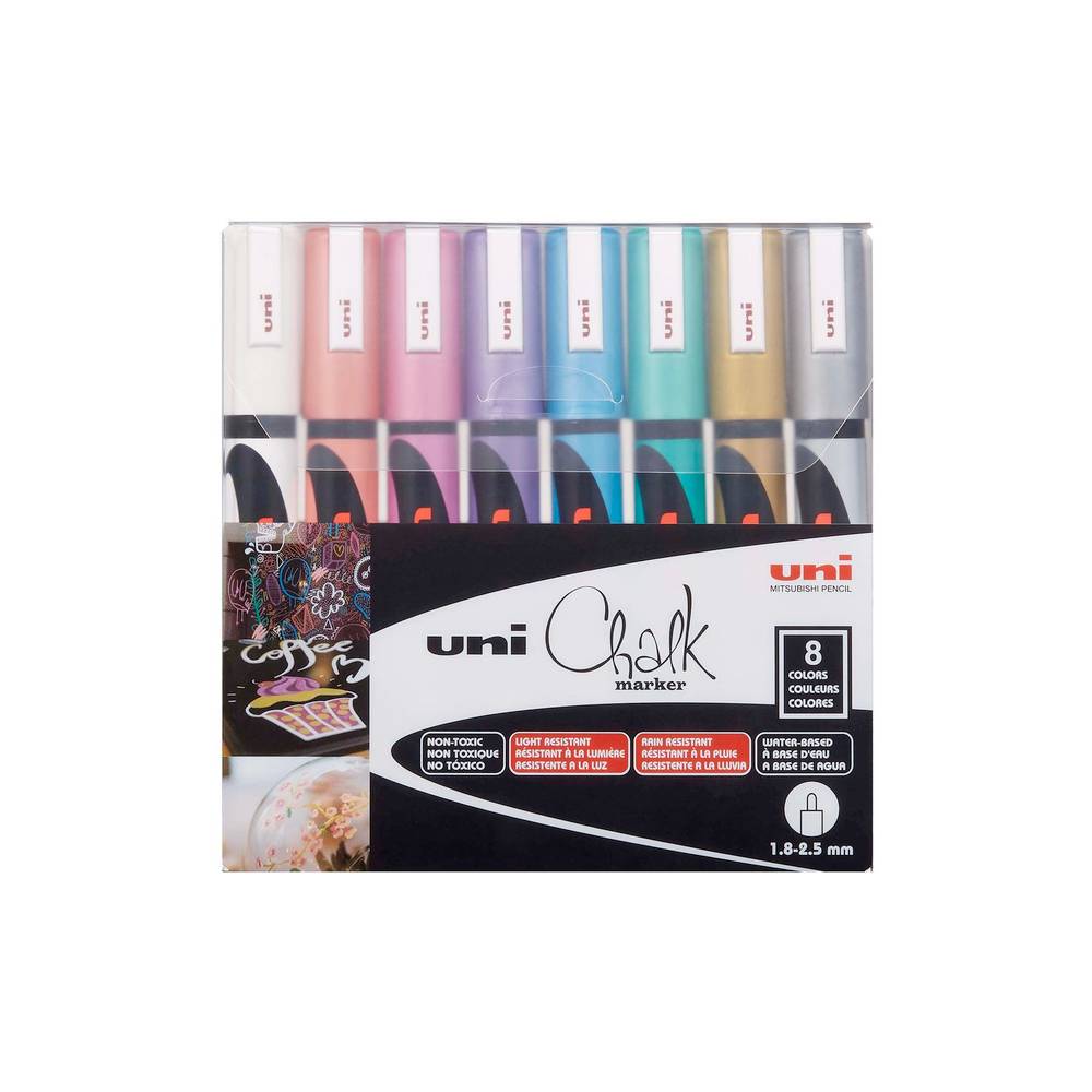 Posca Marker kaufen — Acrylstifte für Papier, Holz, Glas & mehr - Uni Chalk Marqueur à craie métallisé 1,8-2,5 mm, lot de 8