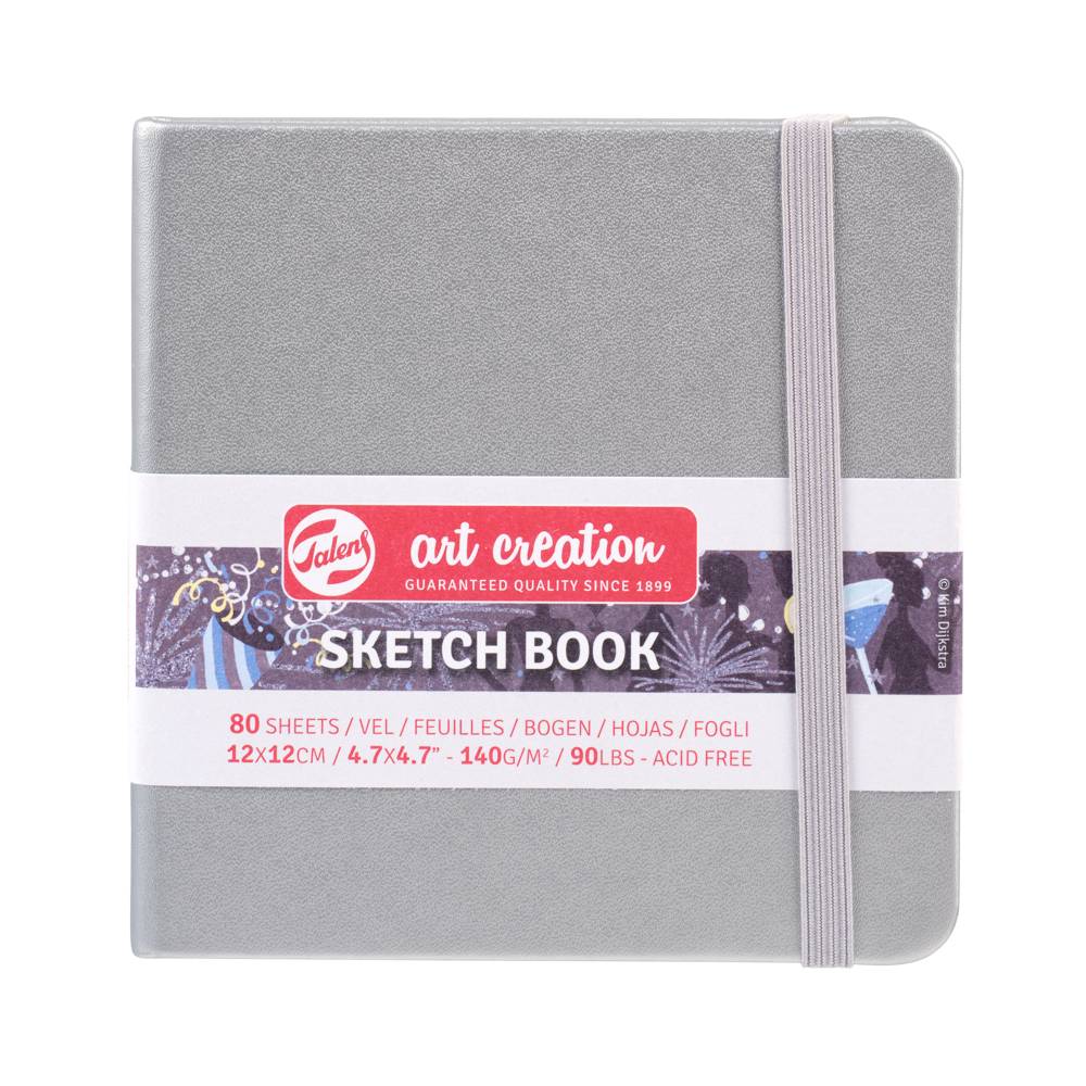 Sakura - Carnet de croquis A6 carré argent brillant