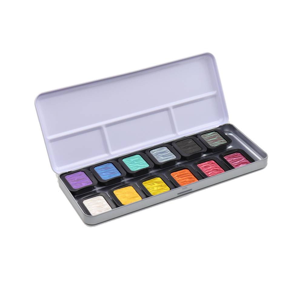 Finetec - Set de 12 couleurs nacrées arc-en-ciel