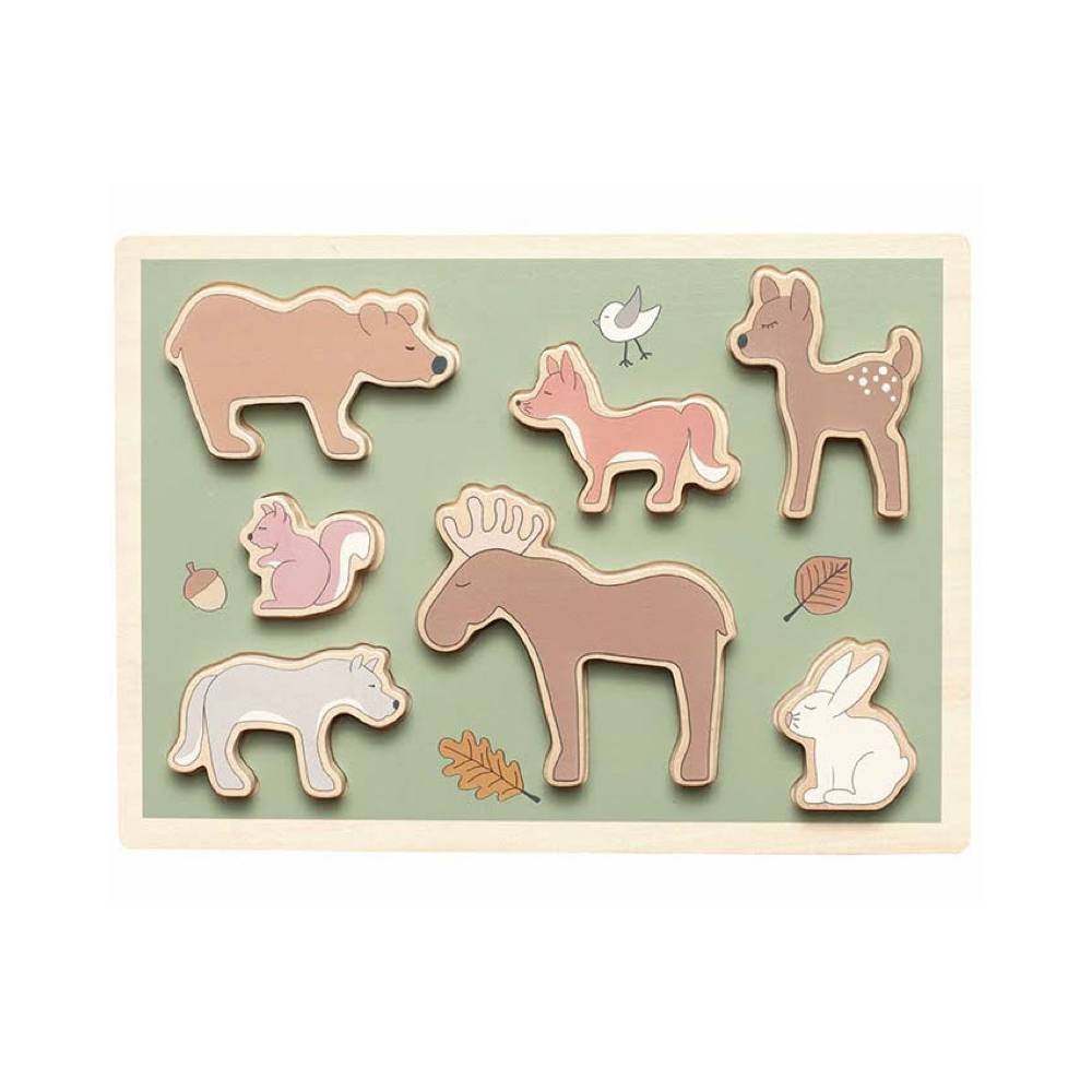 Puzzle en bois d'animaux de la forêt pour tout-petits, 7 pièces