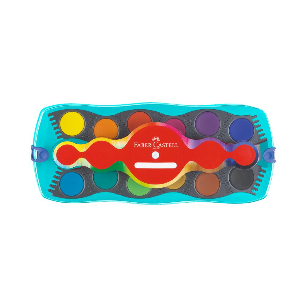 Faber-Castell - Connecteur boîte de peinture turquoise 14 pièces