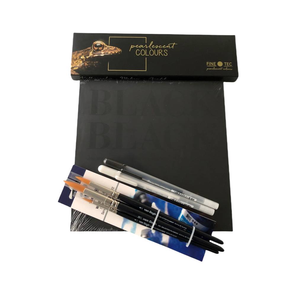 MeinStift Finetec und Glaze glänzen auf Schwarz | MeinStift