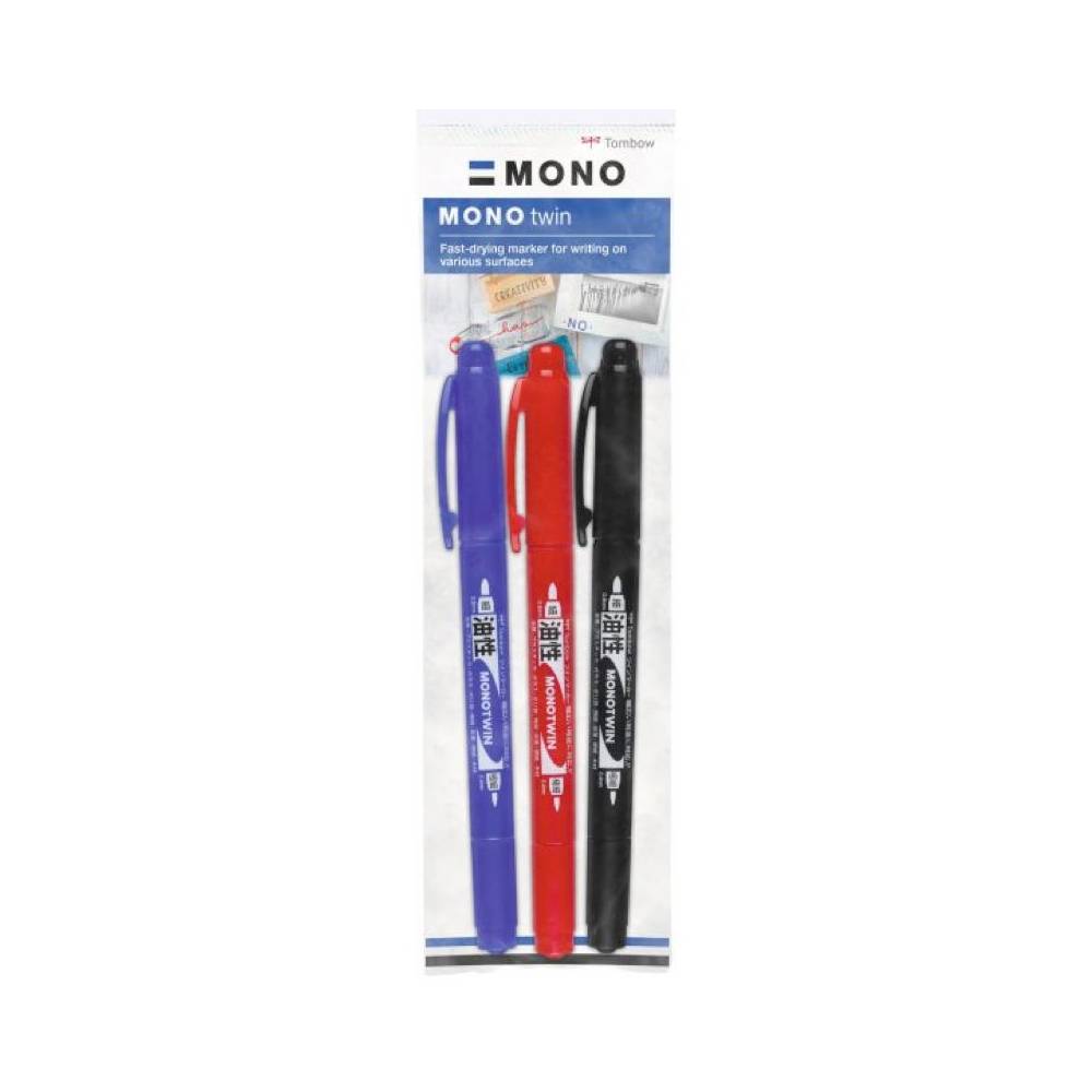 Tombow - Set de 3 marqueurs permanents MonoTwin