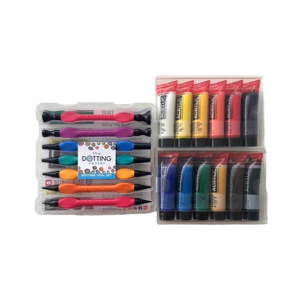 Komplettset Dot Painting Grundfarben 19-teilig