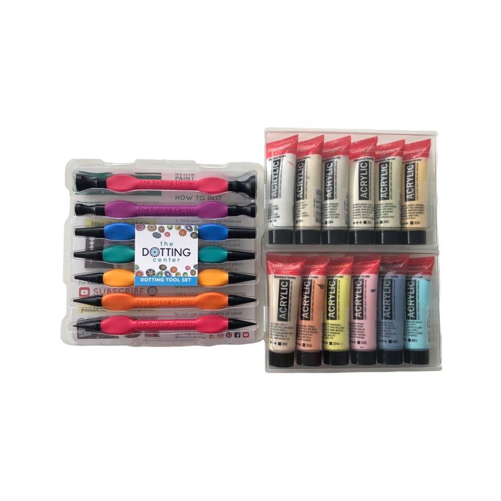Komplettset Dot Painting Pastelfarben 19-teilig