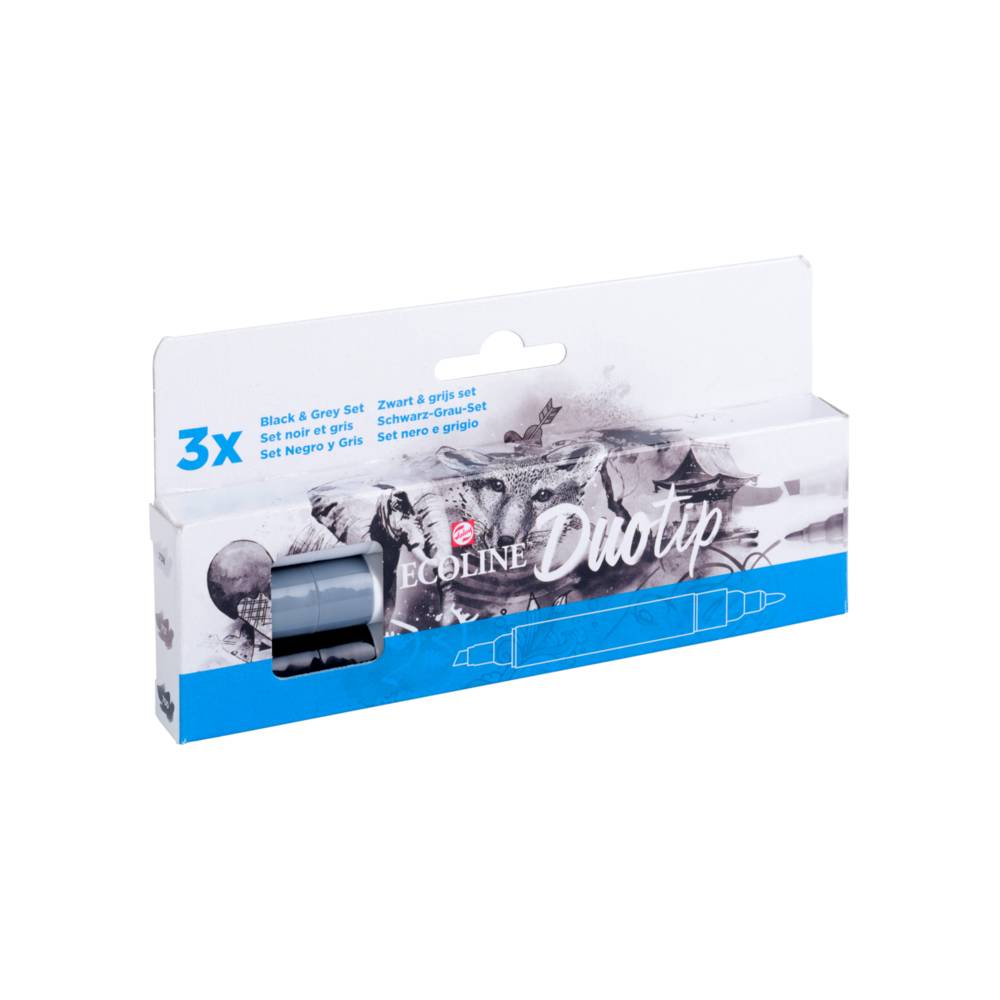 ECOLINE DuoTip Noir-Gris Ensemble de 3 couleurs