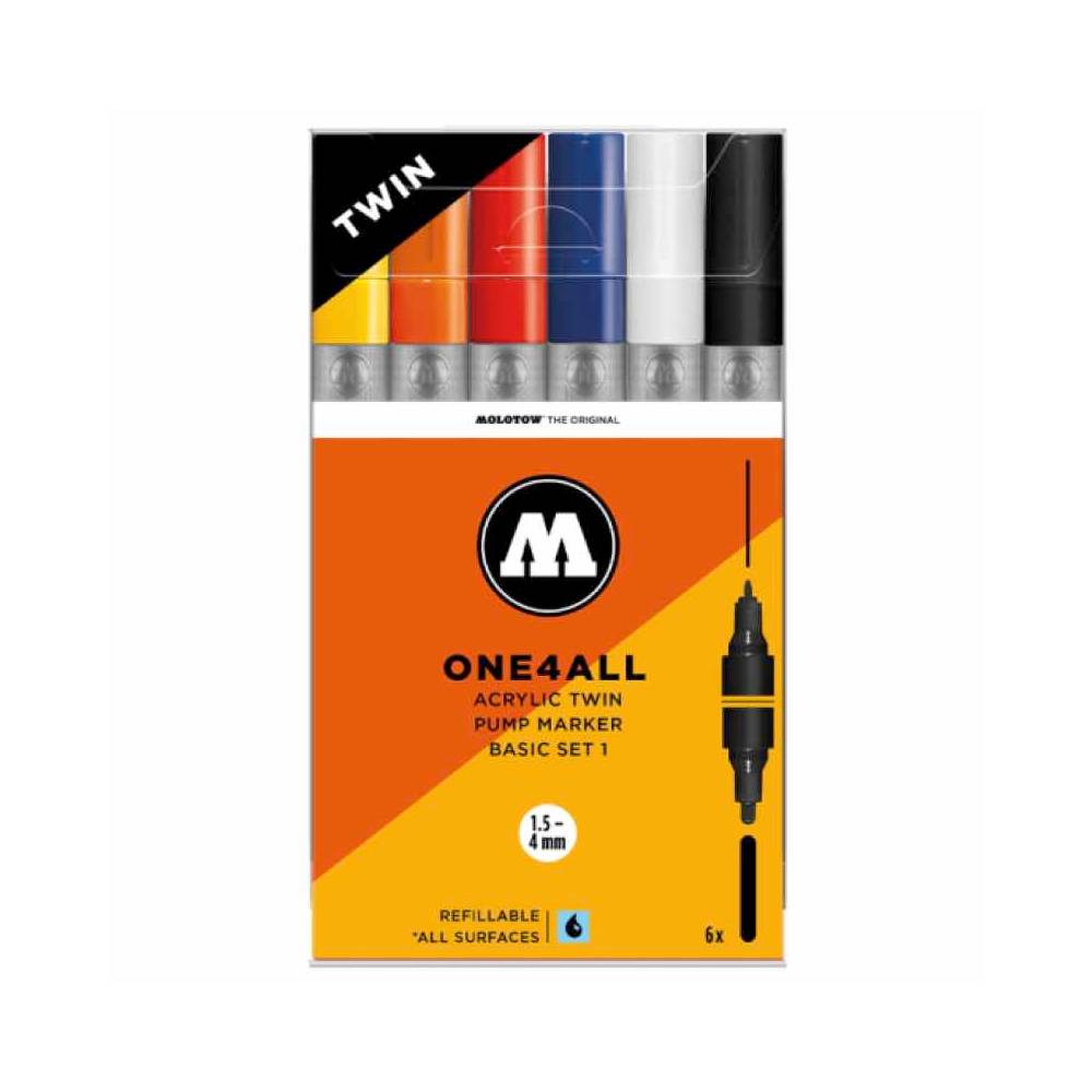 ONE4ALL Acrylstifte Twin Basic 6er Set