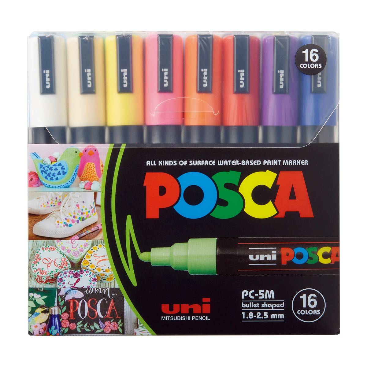 Uni PC-5M Basic Colours 16er Set mit mittlerer Rundspitze