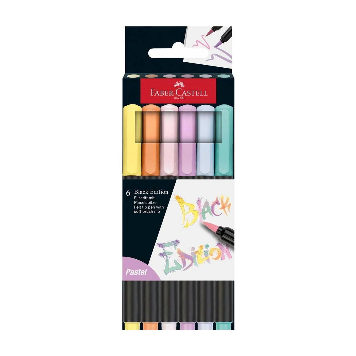 Faber-Castell Schwarz Edition BrushPen Pastel 6er Set | MeinStift