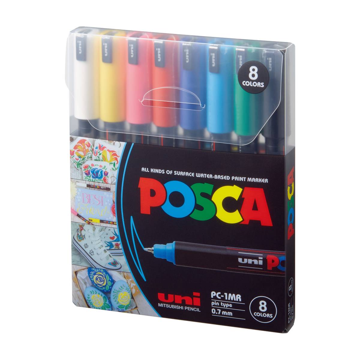 Uni PC-1MR Fineliner Basic Colours 8er Set mit feiner, kalibrierter Spitze