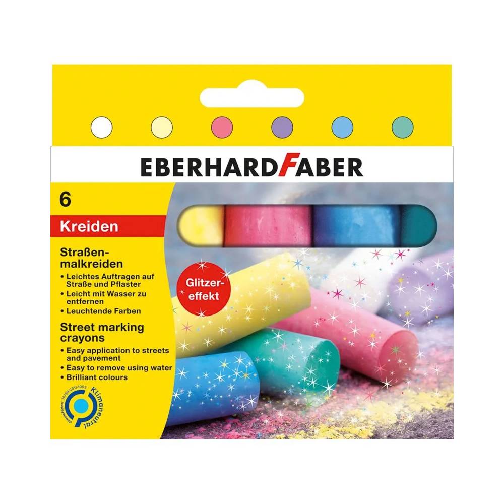 Eberhard-Faber - Strassenmalkreiden Glitzereffekt 6 Stück