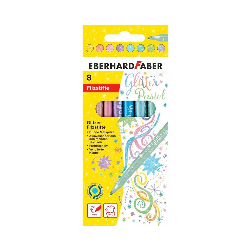 Eberhard Faber Glitzer Filzstifte Pastell 8-teilig | MeinStift