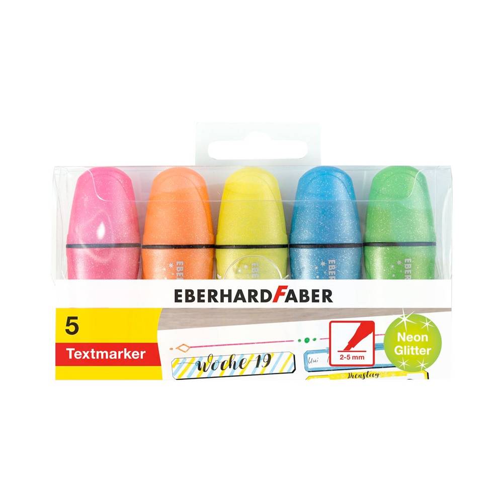 Mini Textliner néon pailleté 5 pièces étui