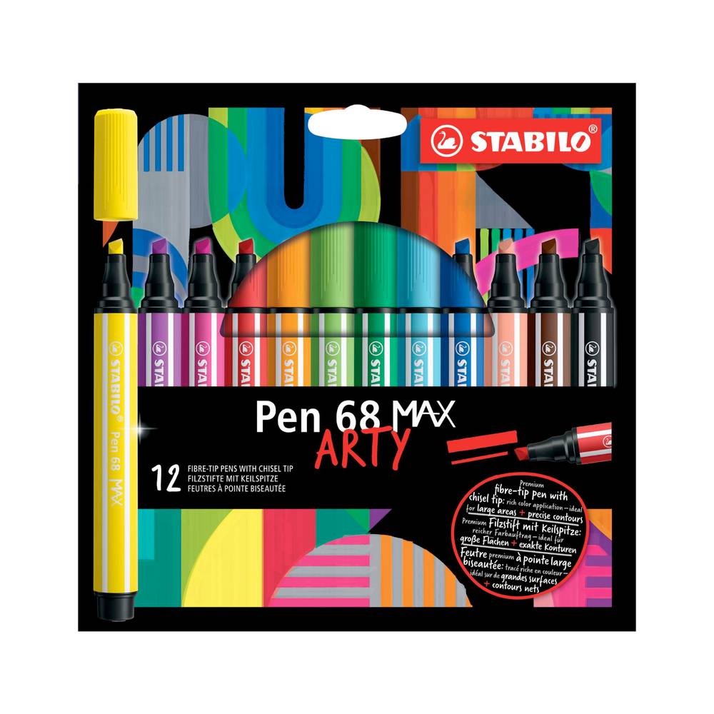 Pen68 Max Filzstift mit Keilspitze ARTY 12er Set