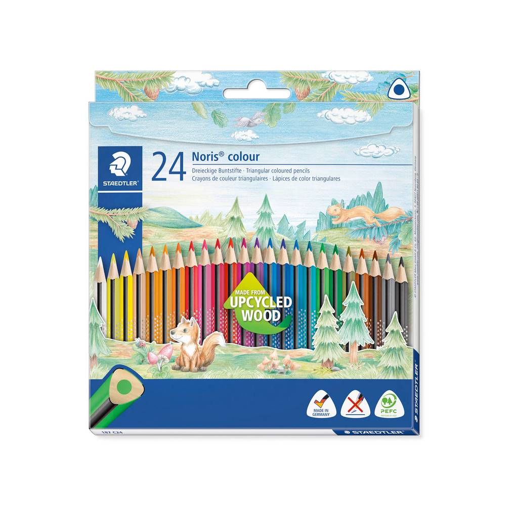 Noris Colour Crayons de couleur, ensemble de 24, triangulaire