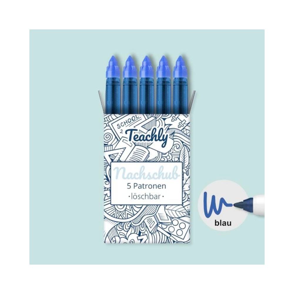 Cartouches de stylo à encre pour Superteacher, lot de 5, bleu, effaçable