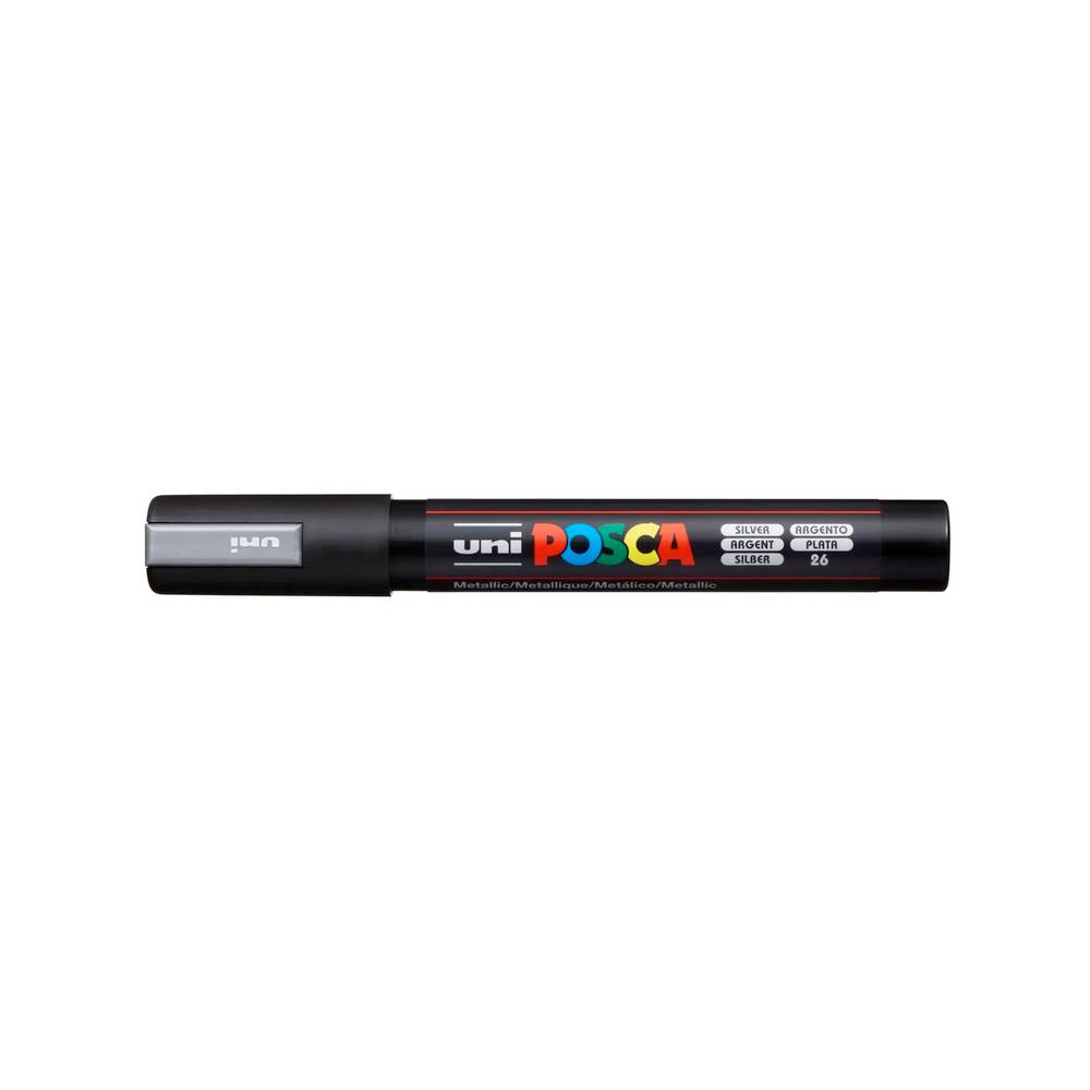 Uni marqueur PC-5M argent pointe ronde moyenne
