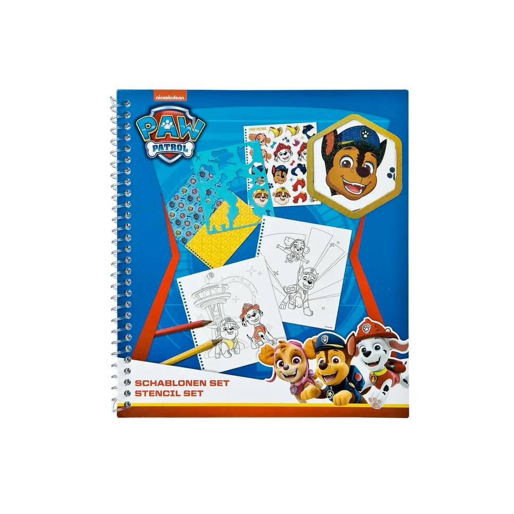 Paw Patrol Ausmalheft mit Schablonen und Stickern