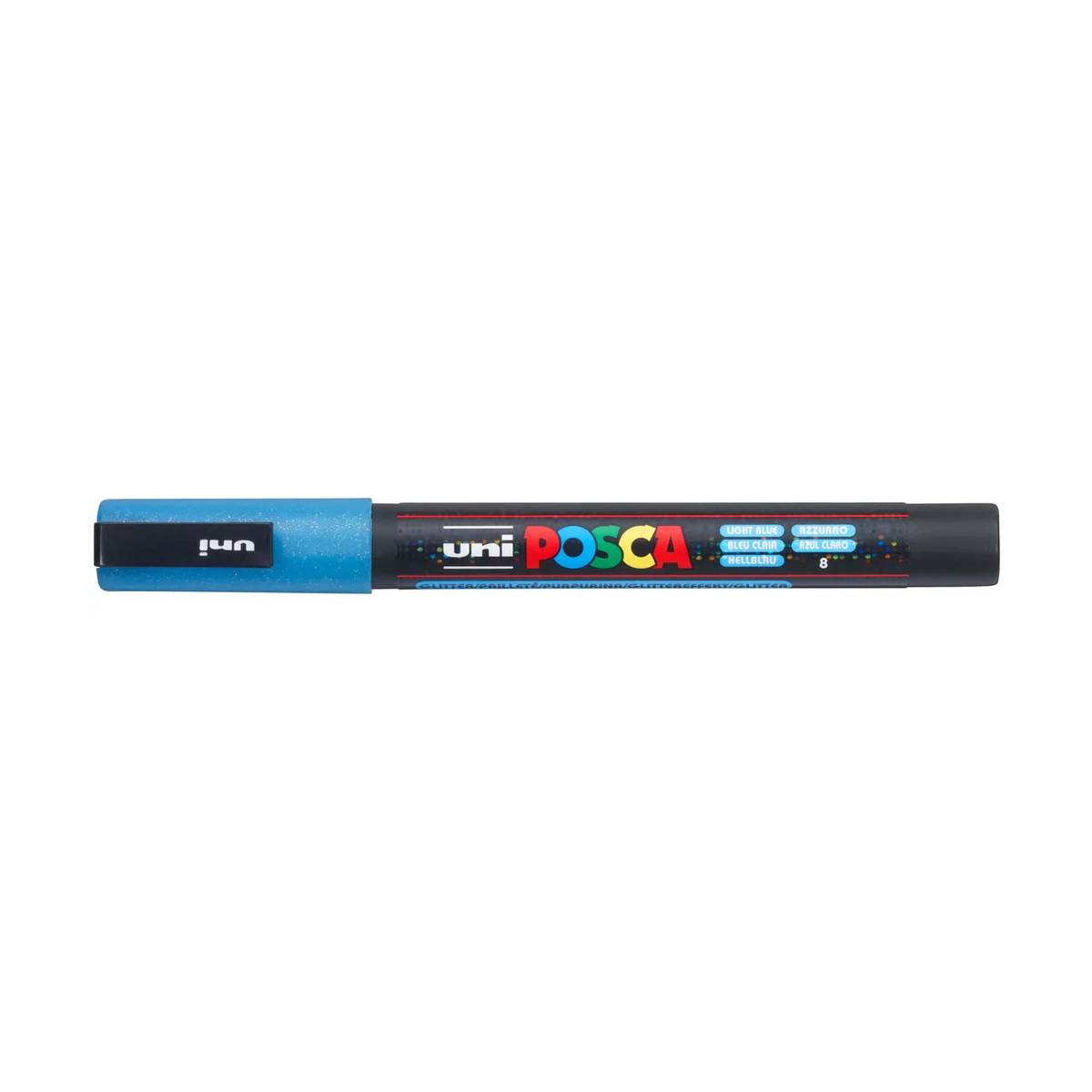 Uni Marker PC-3M Glitzer Hellblau feine Rundspitze