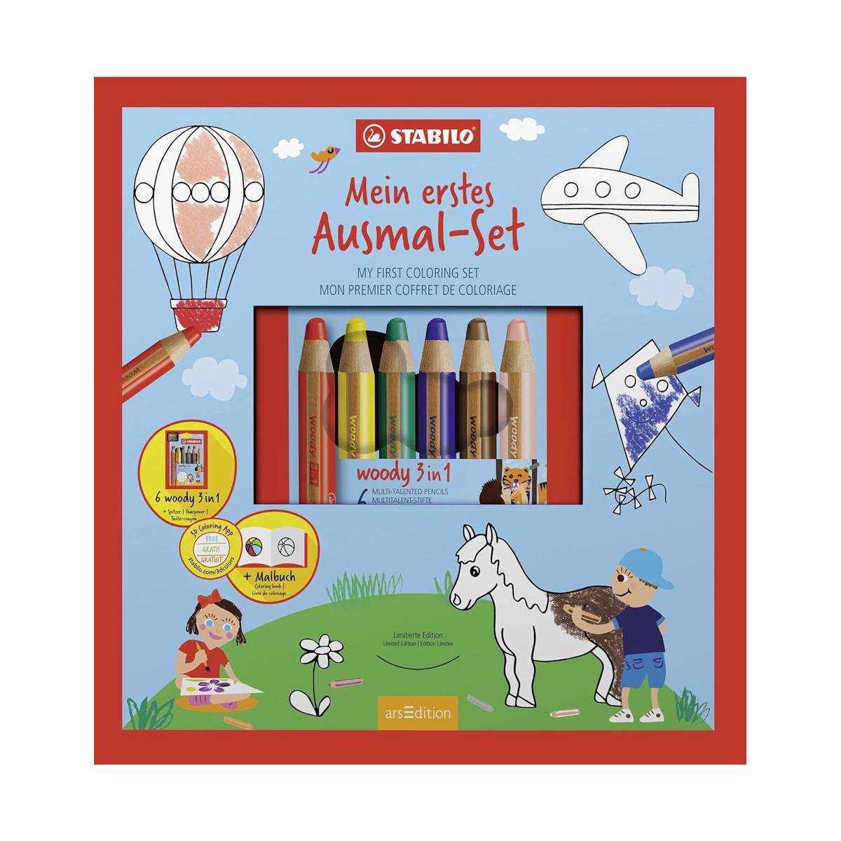 Stabilo - Woody 3in1 Mon premier kit de coloriage avec crayons livre de coloriage