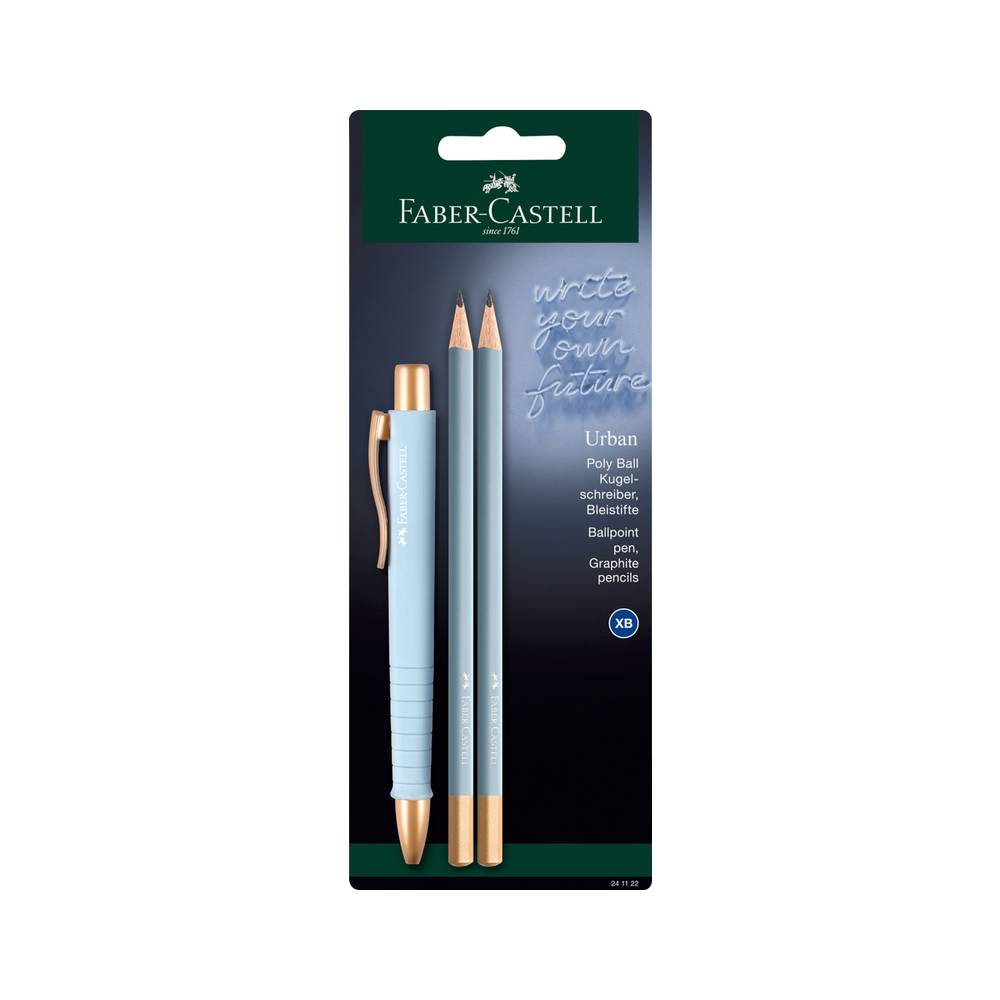 Faber-Castell - Set de stylos à bille et crayons urbains 3 pièces sky blue