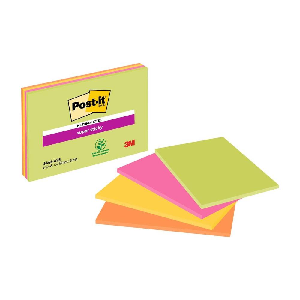 Super Sticky Big Notes 4 couleurs Notes de réunion 152x101mm