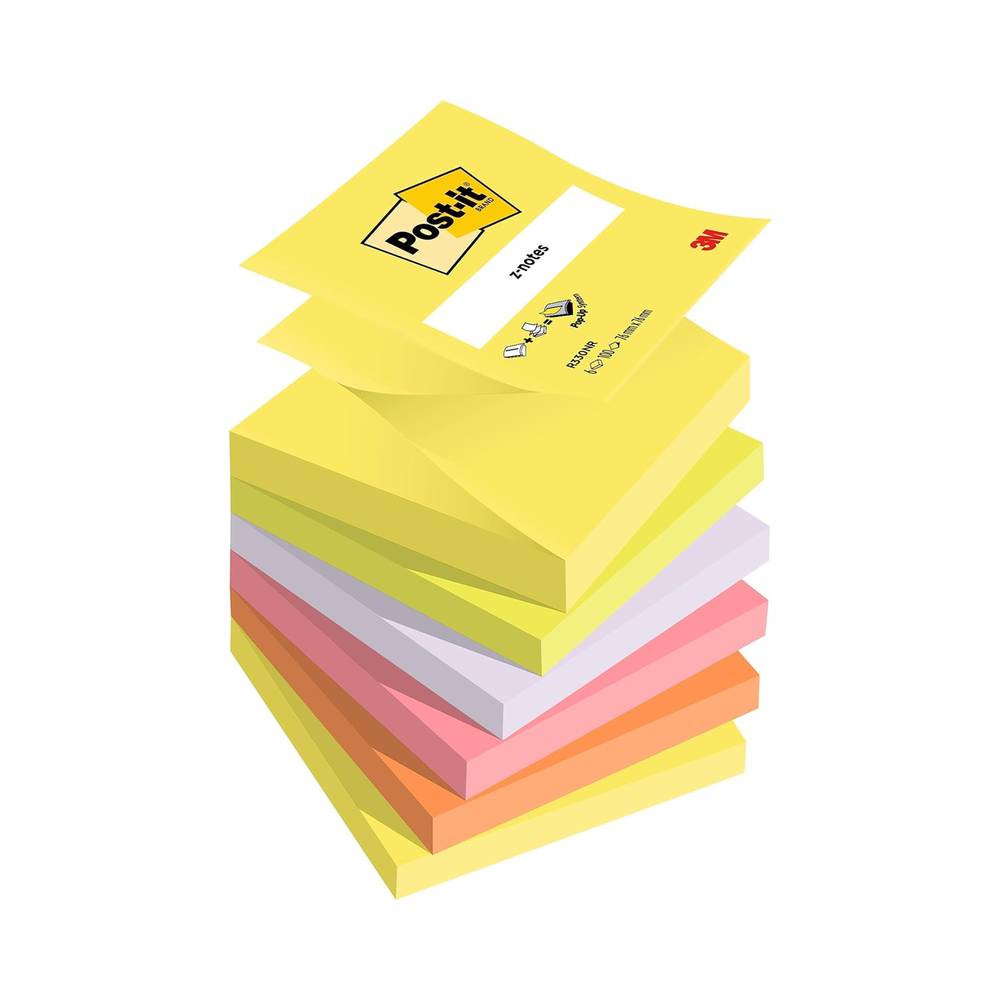 Notes 5 couleurs néon 76x76mm