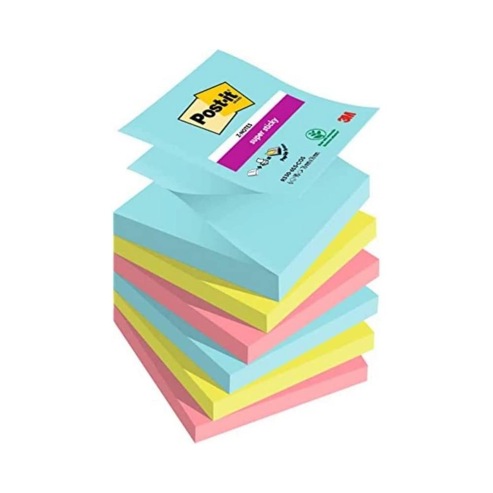 Super notes adhésives 3 couleurs 76x76mm
