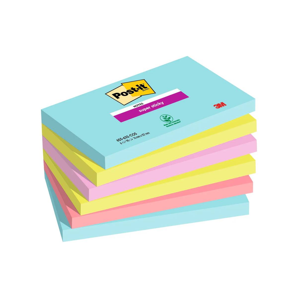 Super notes adhésives 4 couleurs 76x127mm