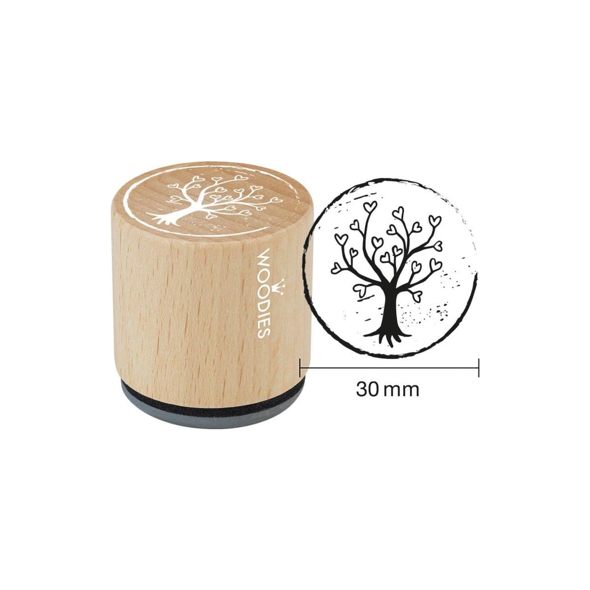Woodies tampon en bois motif arbre cœur
