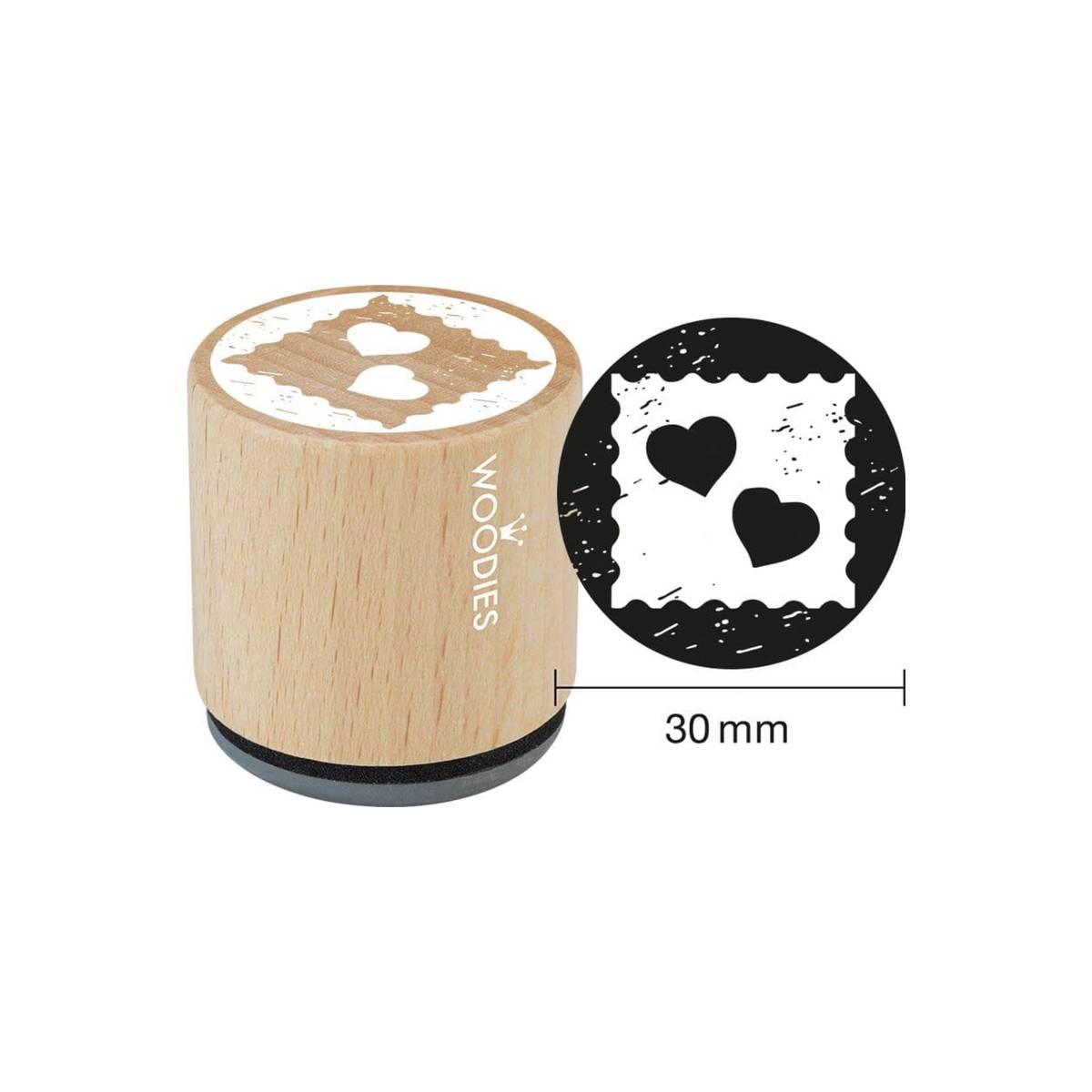Woodies tampon encreur motif timbre cœur