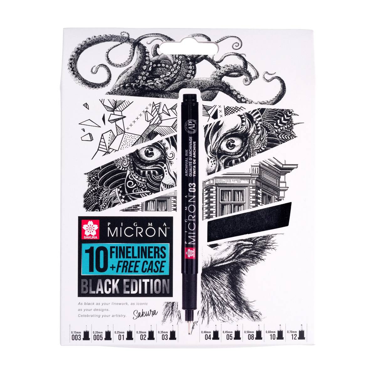Pigma Micron Black Edition 10er Set & Stiftetui