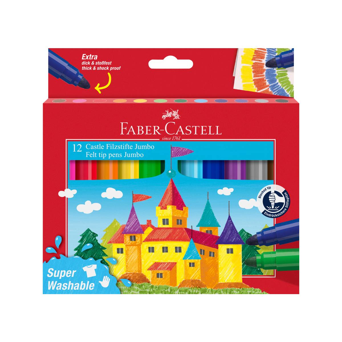 Faber-Castell - Set de 12 feutres jumbo colorés