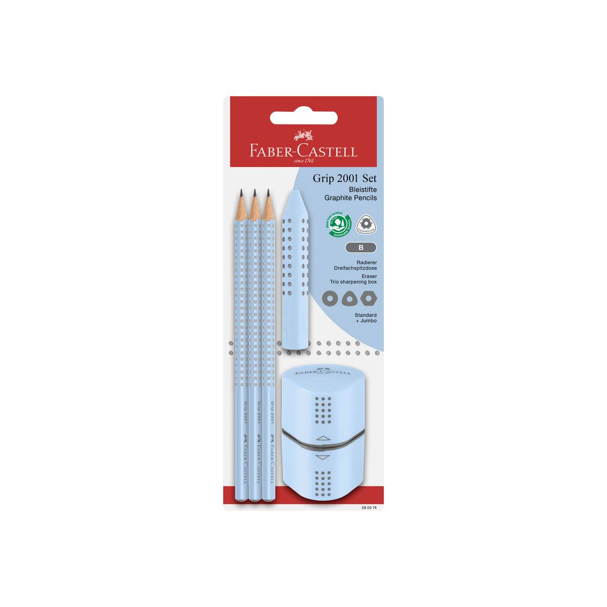 Grip 2001 crayons à papier lot de 5 complet sky blue