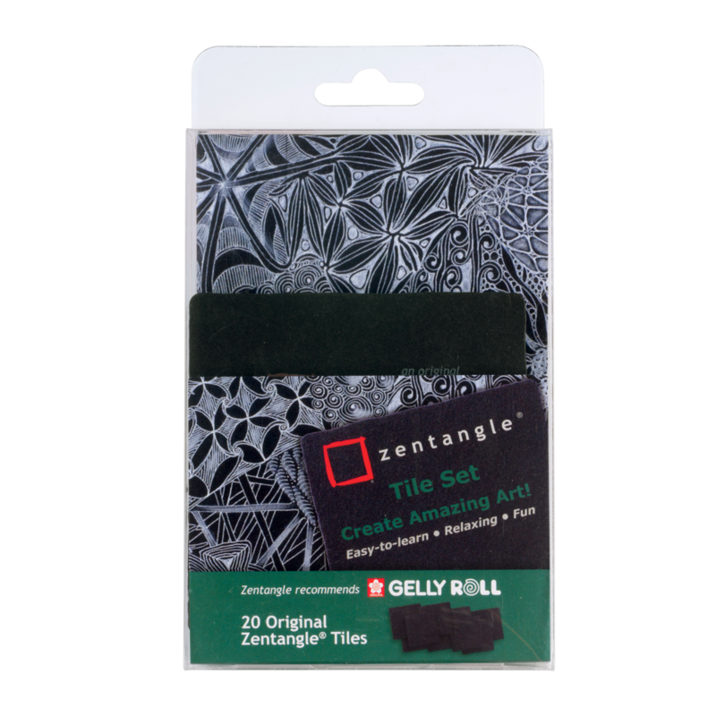 Zentangle Kacheln 20 Stück Schwarz quadratisch