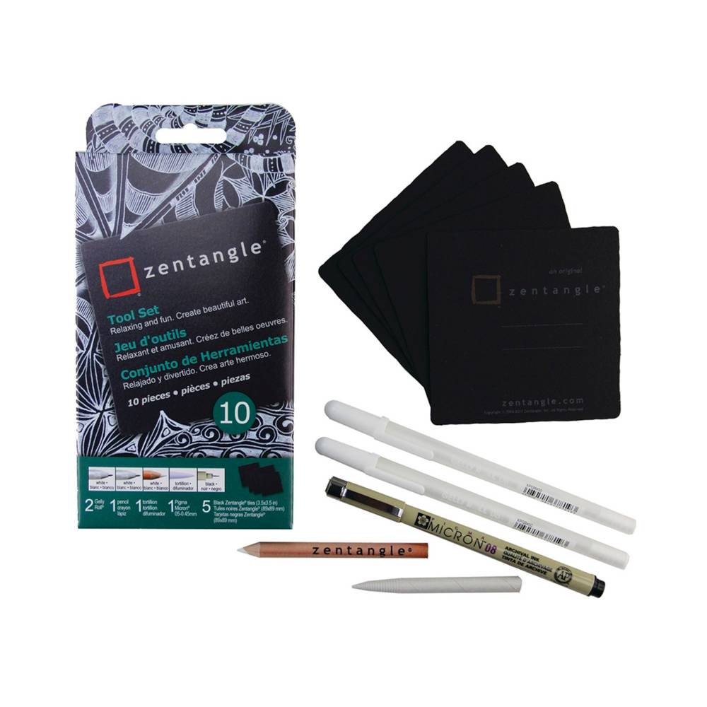 Ensemble d'outils Zentangle Pack de démarrage 10 pièces noir