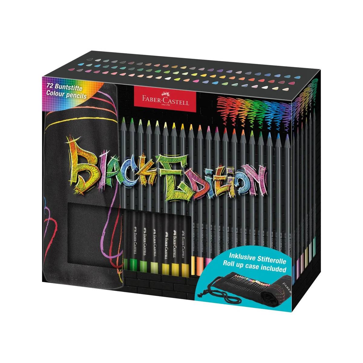 Faber-Castell - Crayons de couleur Édition Noire 72 pièces rouleau en tissu