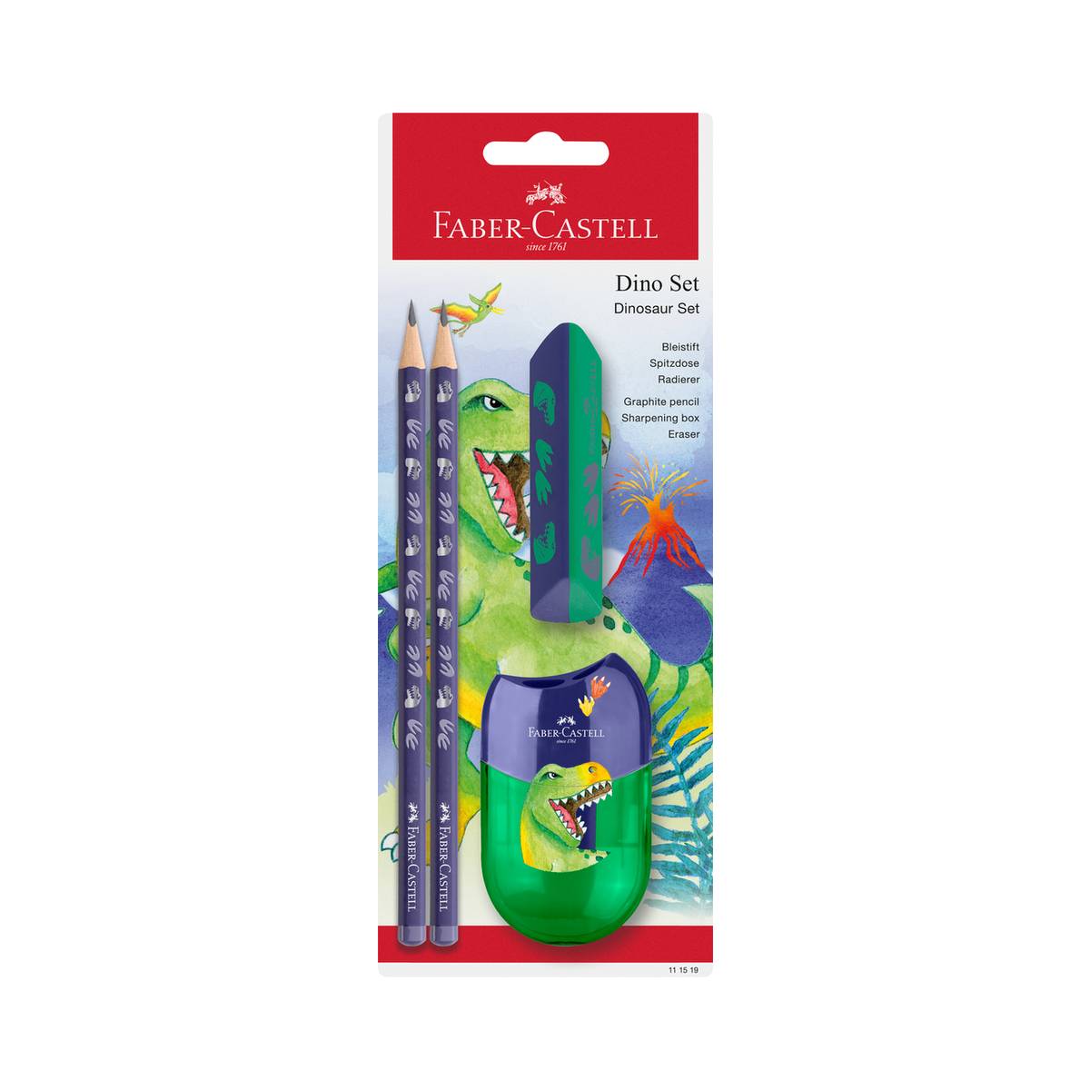Faber-Castell - Dino Set Bleistifte 4er Komplettset Blau/Grün