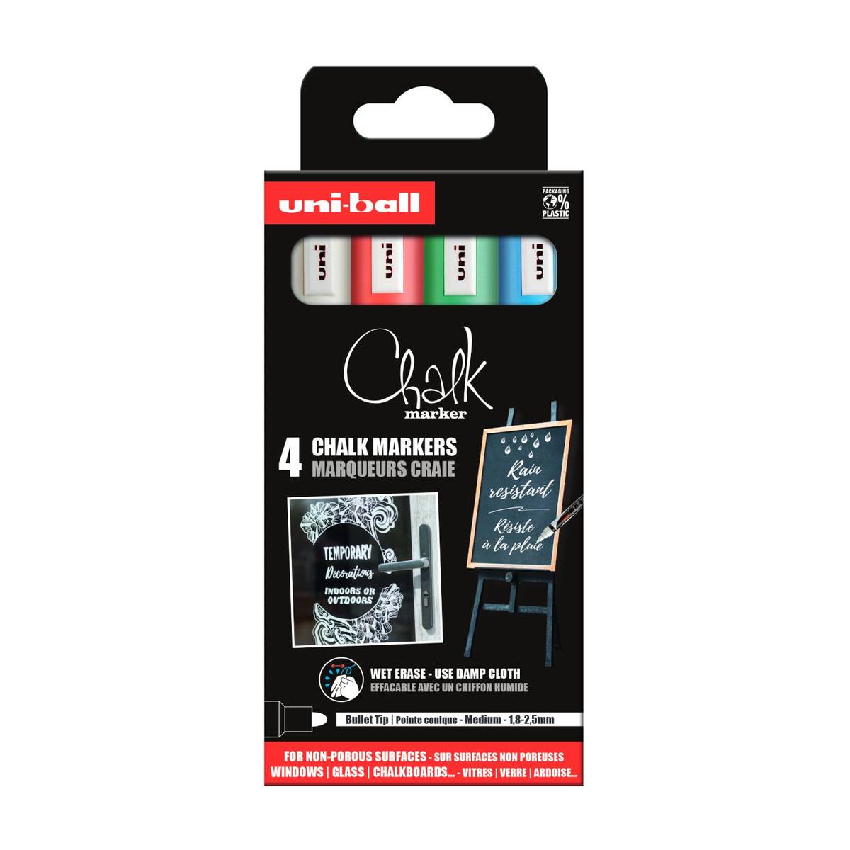 POSCA UNI-BALL Chalk Kreidemarker 5M Basic 4er Set | MeinStift