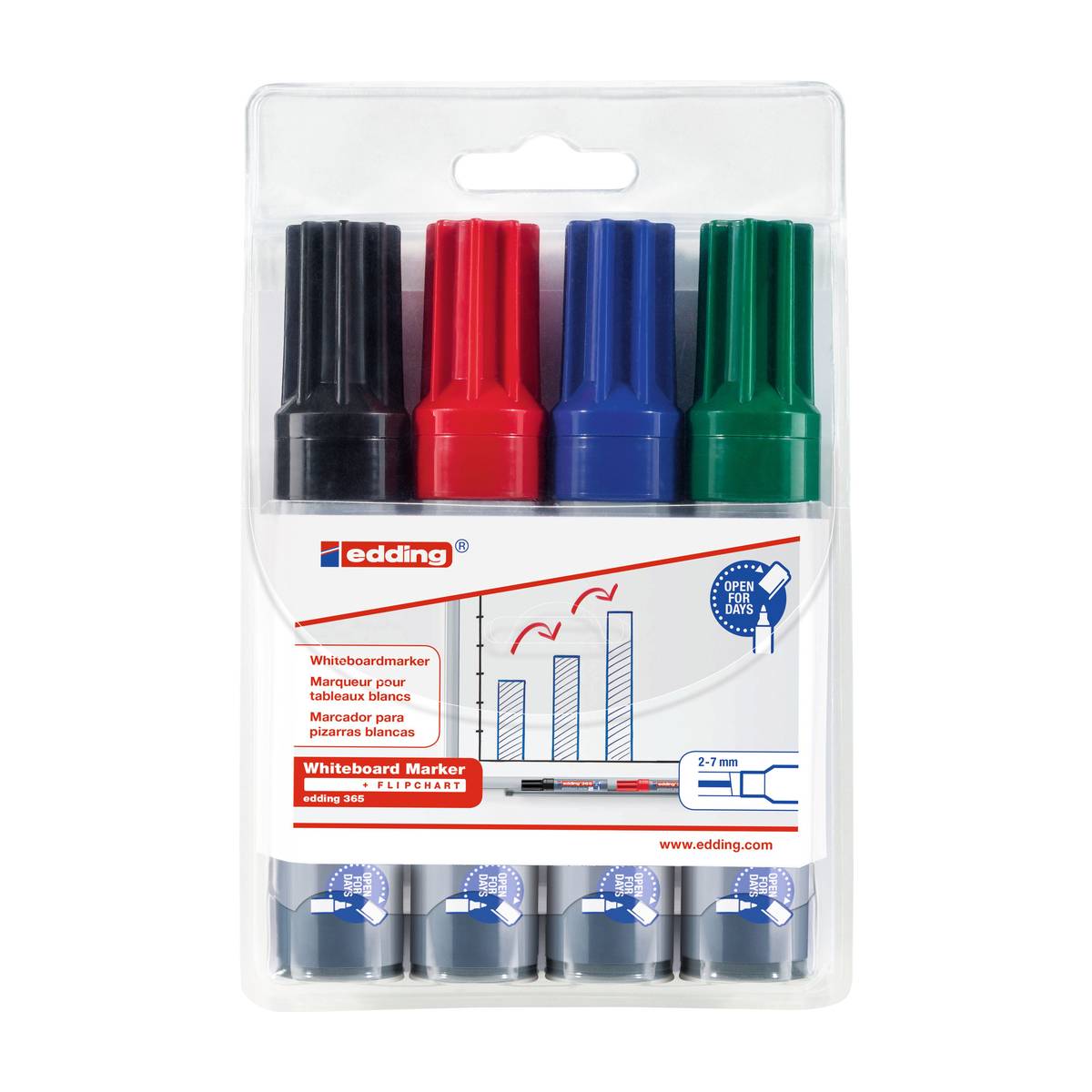 edding Weissboard Marker 365 4er Set Meisselspitze | MeinStift