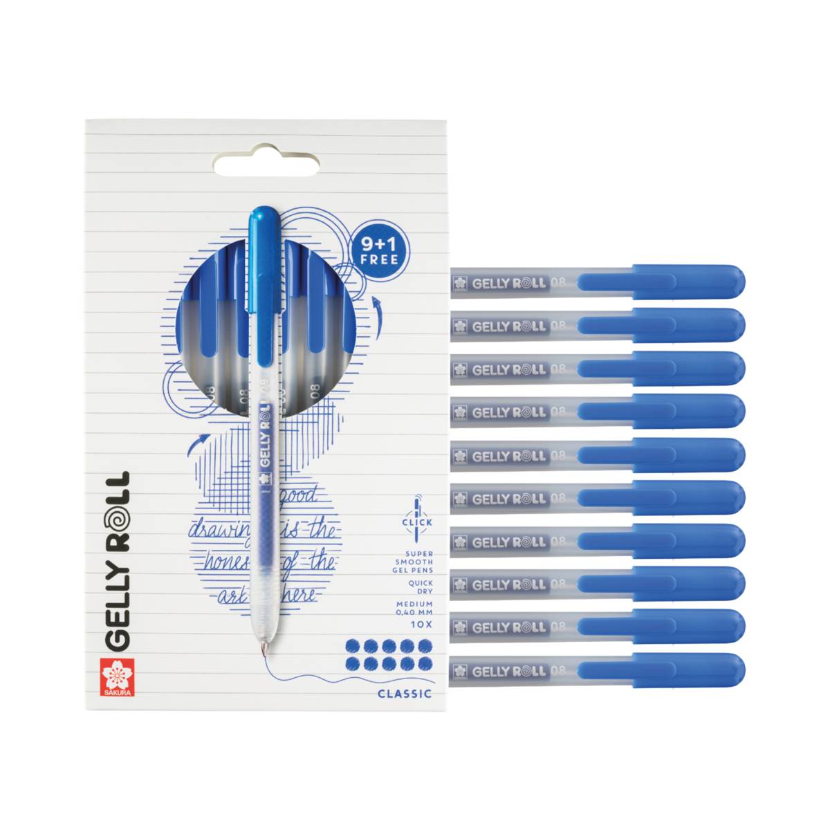 Sakura Gelly Roll Classic 10er Set Blau Druckmechanik | MeinStift