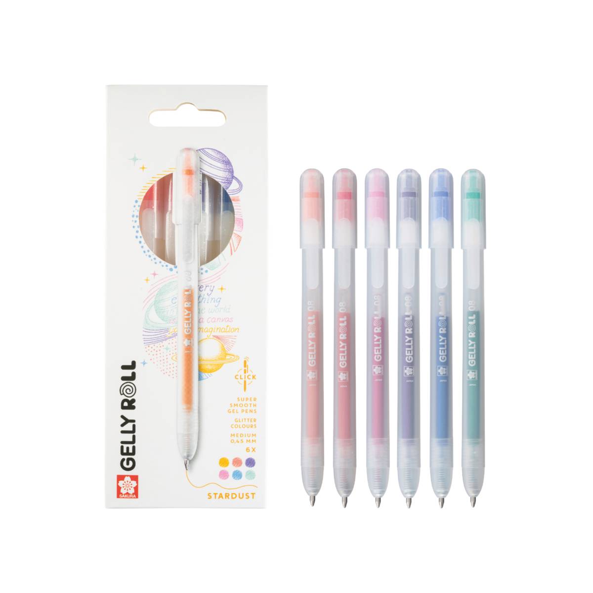 Set de 6 Gelly Roll Stardust à mécanisme d'impression