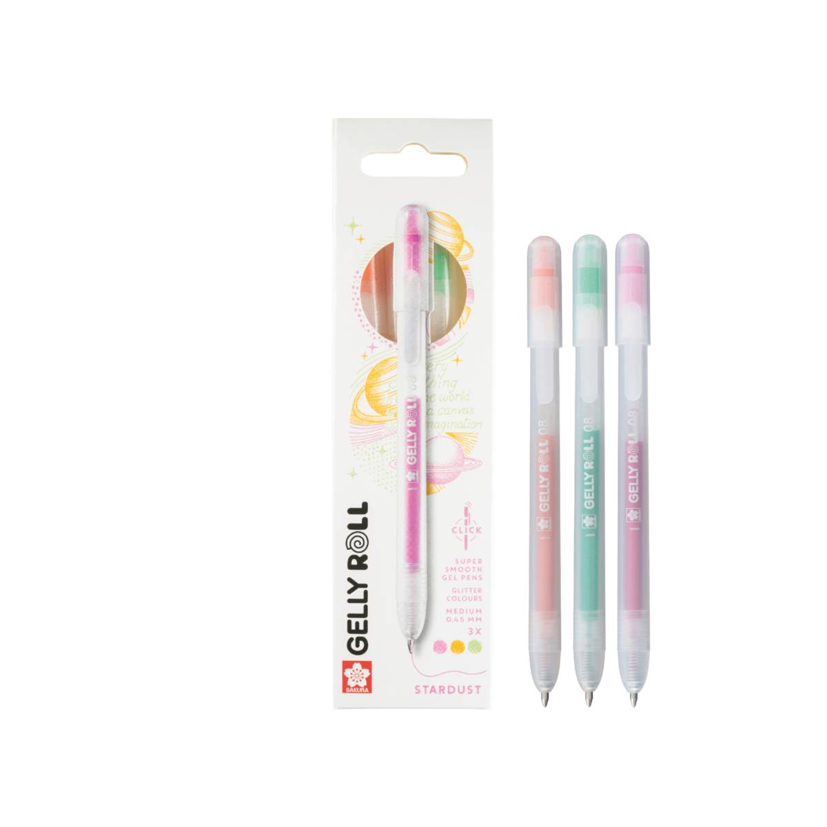 Set de 3 gelly roll Stardust imprimé fleurs